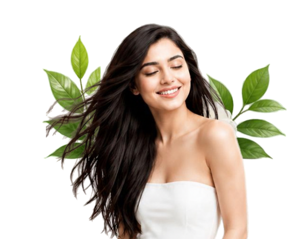 Smiling woman with long healthy hair