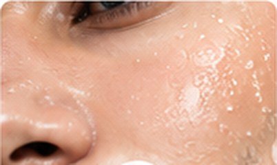 Close-up of clean, fresh facial skin