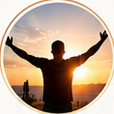 Man with raised arms at sunset – overall wellness